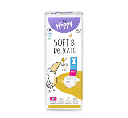 Bella Baby Happy dětské plenky s kanálky Soft & Delicate vel. 4+ (9-15 kg), 40 ks