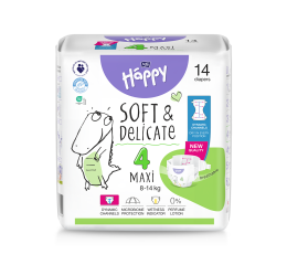 Bella Baby Happy dětské plenky s kanálky Soft and Delicate vel. 4 (8-14 kg), 14 ks