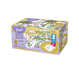 Bella Baby Happy dětské plenky s kanálky Soft & Delicate vel. 4+ (9-15 kg), Box 2 x 56 ks