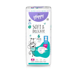 Bella Baby Happy dětské plenky s kanálky Soft & Delicate vel. 6 (15+ kg), 48 ks