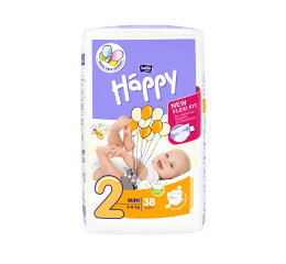 Bella Baby Happy dětské plenky vel. 2 (3-6 kg), 38 ks