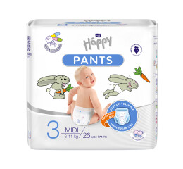 Bella Baby Happy Pants dětské plenkové kalhotky vel. 3 (6-11 kg), 26 ks