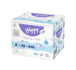 Bella Baby Happy dětské vlhčené ubrousky Aqua care multipack, 8 x 56 ks
