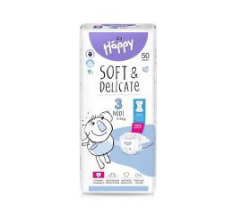 Bella Baby Happy dětské plenky s kanálky Soft & Delicate vel. 3 (5-9 kg), 50 ks