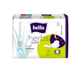 Bella Herbs Ultra Night Aloe vera noční menstruační vložky, 8 ks