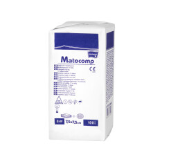 Matopat Matocomp 17nitkové 8vrstvé gázové kompresy 7,5 x 7,5 cm nesterilní, 100 ks