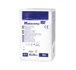 Matopat Matocomp 17nitkové 8vrstvé gázové kompresy 10 x 10 cm nesterilní, 100 ks