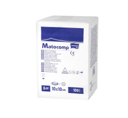 Matopat Matocomp 13nitkové 8vrstvé gázové kompresy 10 x 10 cm nesterilní, 100 ks