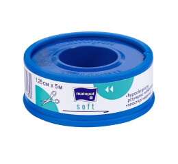 Matopat Soft fixační náplast z netkané textilie bez polštářku na cívce 1,25 cm x 5 m nesterilní, 1 ks