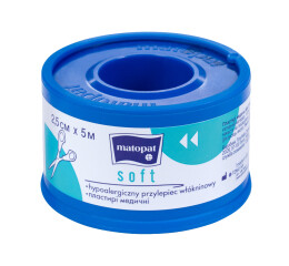 Matopat Soft fixační náplast z netkané textilie bez polštářku na cívce 2,5 cm x 5 m nesterilní, 1 ks