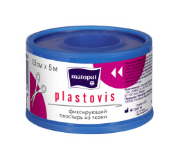 Matopat Plastovis tkaná fixační náplast bez polštářku na cívce 2,5 cm x 5 m nesterilní, 12 ks