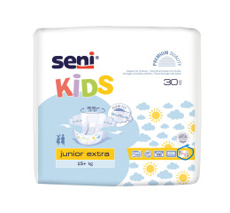 Seni Kids Junior Extra absorpční plenkové kalhotky s lepítky velikost 15+ kg, 30 ks