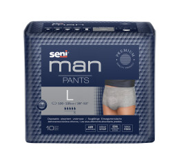 Seni Man Pants absorpční natahovací kalhotky pro muže velikost L šedá barva, 10 ks