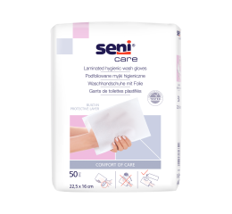 Seni Care jednorázové mycí žínky pro dospělé s fólií, 50 ks