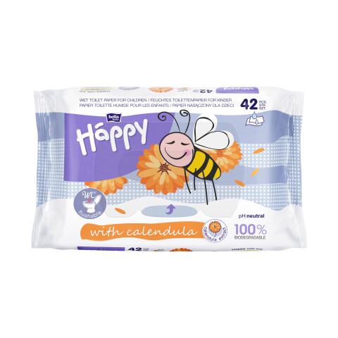 Bella Baby Happy dětský vlhčený toaletní papír s měsíčkem lékařským, 42 ks