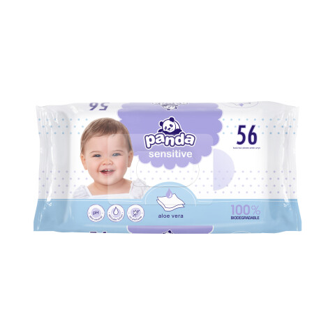 Panda dětské vlhčené ubrousky Sensitive, 56 ks