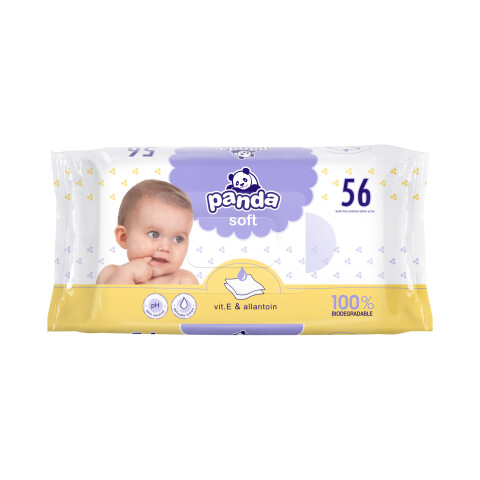 Panda dětské vlhčené ubrousky soft, 56 ks