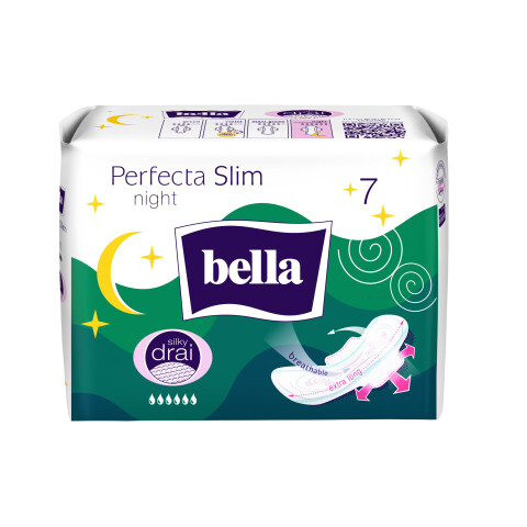 Bella Perfecta Slim Night Silky Dry noční ultratenké menstruační vložky, 7 ks