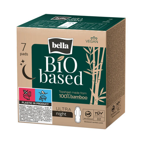 Bella Bio Based Night noční ultratenké menstruační vložky, 7 ks