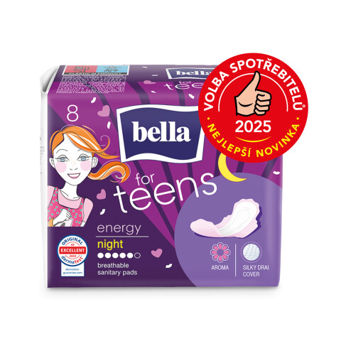 Bella for Teens Energy Night menstruační vložky noční, 8 ks