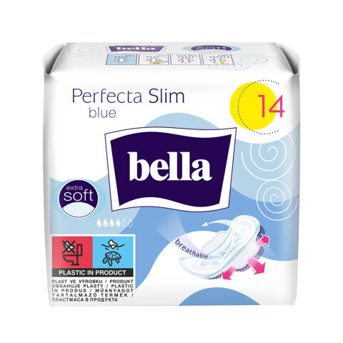 Bella Perfecta Slim Blue ultratenké menstruační vložky, 14 ks