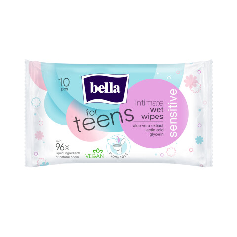 Bella for Teens intimní vlhčené ubrousky Sensitive, 10 ks