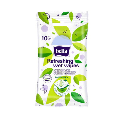 Bella vlhčené ubrousky s výtažkem ze zeleného čaje, 10 ks