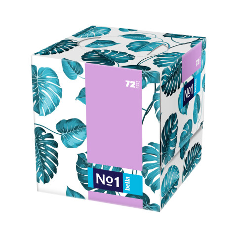 Bella NO1 papírové kapesníky (green monstera) box, 72 ks