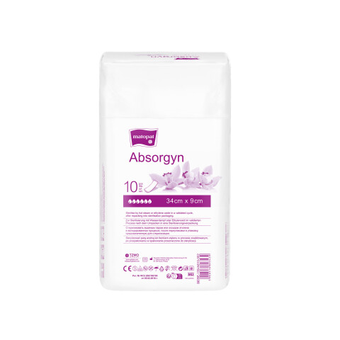 Matopat Absorgyn porodnické vložky s fólií 34 x 9 cm, 10 ks