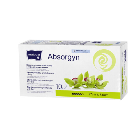 Matopat Absorgyn porodnické vložky s fólií 27 x 7,5 cm sterilní à 10 ks