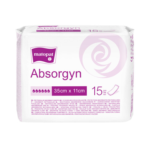Matopat Absorgyn porodnické vložky bez fólie 35 x 11 cm, 15 ks