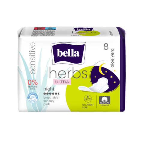 Bella Herbs Ultra Night Aloe vera noční menstruační vložky, 8 ks