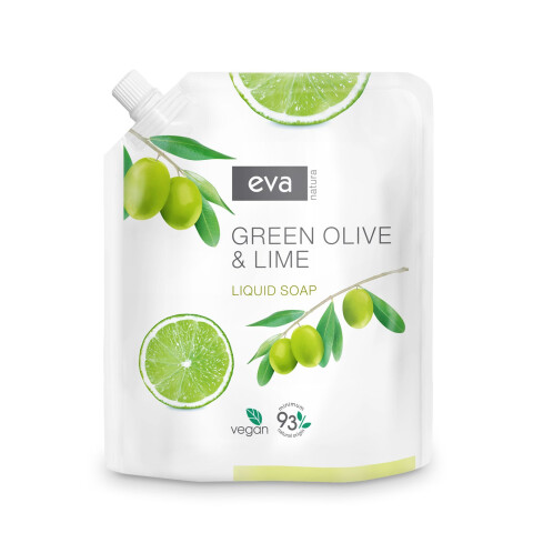 Eva Natura krémové tekuté mýdlo zelená oliva a limetka náhradní náplň, 750 ml