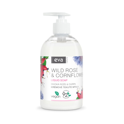  Eva Natura krémové tekuté mýdlo s divokou růží a chrpou, 500 ml