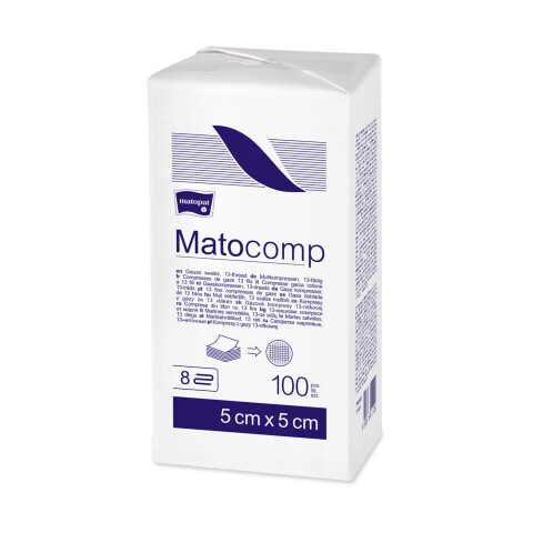 Matopat Matocomp 13nitkové 8vrstvé gázové kompresy 5 x 5 cm nesterilní, 100 ks
