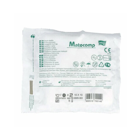 Matopat Matocomp 17nitkové 8vrstvé gázové kompresy 10 x 10 cm sterilní, 3 ks