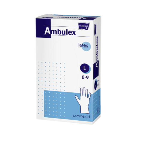 Matopat Ambulex latexové rukavice pudrované nesterilní L, 100 ks