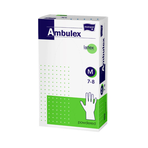 Matopat Ambulex latexové rukavice pudrované nesterilní M, 100 ks
