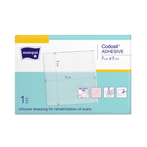 Matopat Codosil Adhesive silikonové krytí pro korekci jizev 7 x 7 cm, 1 ks