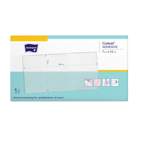 Matopat Codosil Adhesive silikonové krytí pro korekci jizev 7 x 14 cm, 1 ks