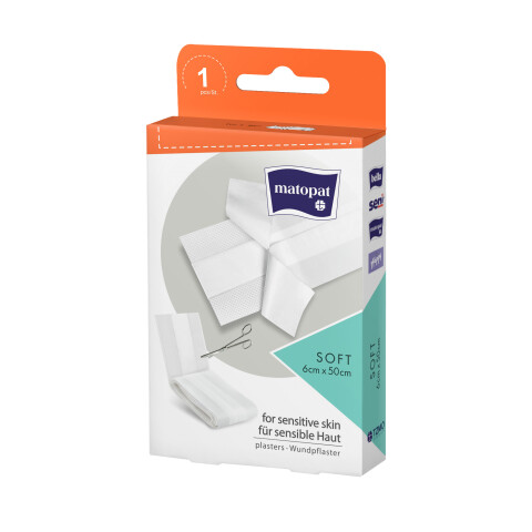 Matopat Soft jemná nedělená náplast s polštářkem 6 cm x 0,5 m, 1 ks