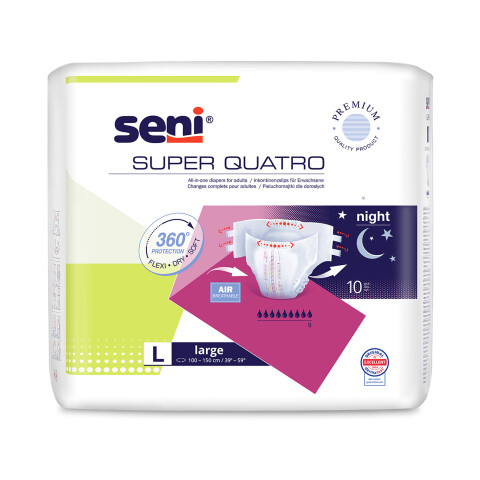 Seni Super Quatro absorpční plenkové kalhotky s lepítky velikost L, 10 ks