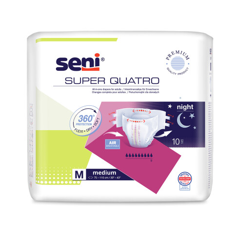 Seni Super Quatro absorpční plenkové kalhotky s lepítky velikost M, 10 ks