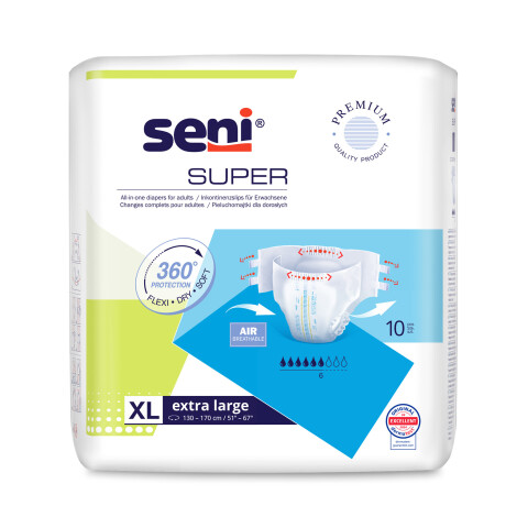 Seni Super absorpční plenkové kalhotky s lepítky velikost XL, 10 ks
