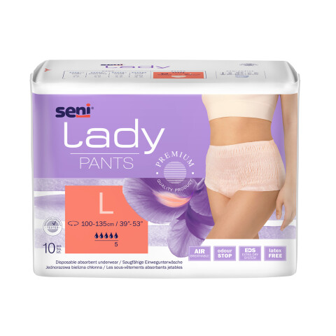 Seni Lady Pants absorpční natahovací kalhotky velikost L meruňková barva, 10 ks