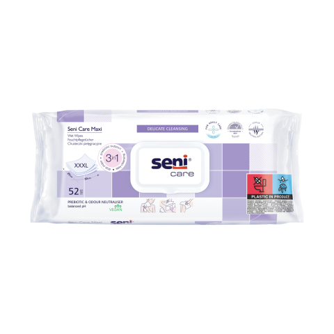  Seni Care Maxi vlhčené ubrousky 3 v 1 XXXL rozměr, 52 ks